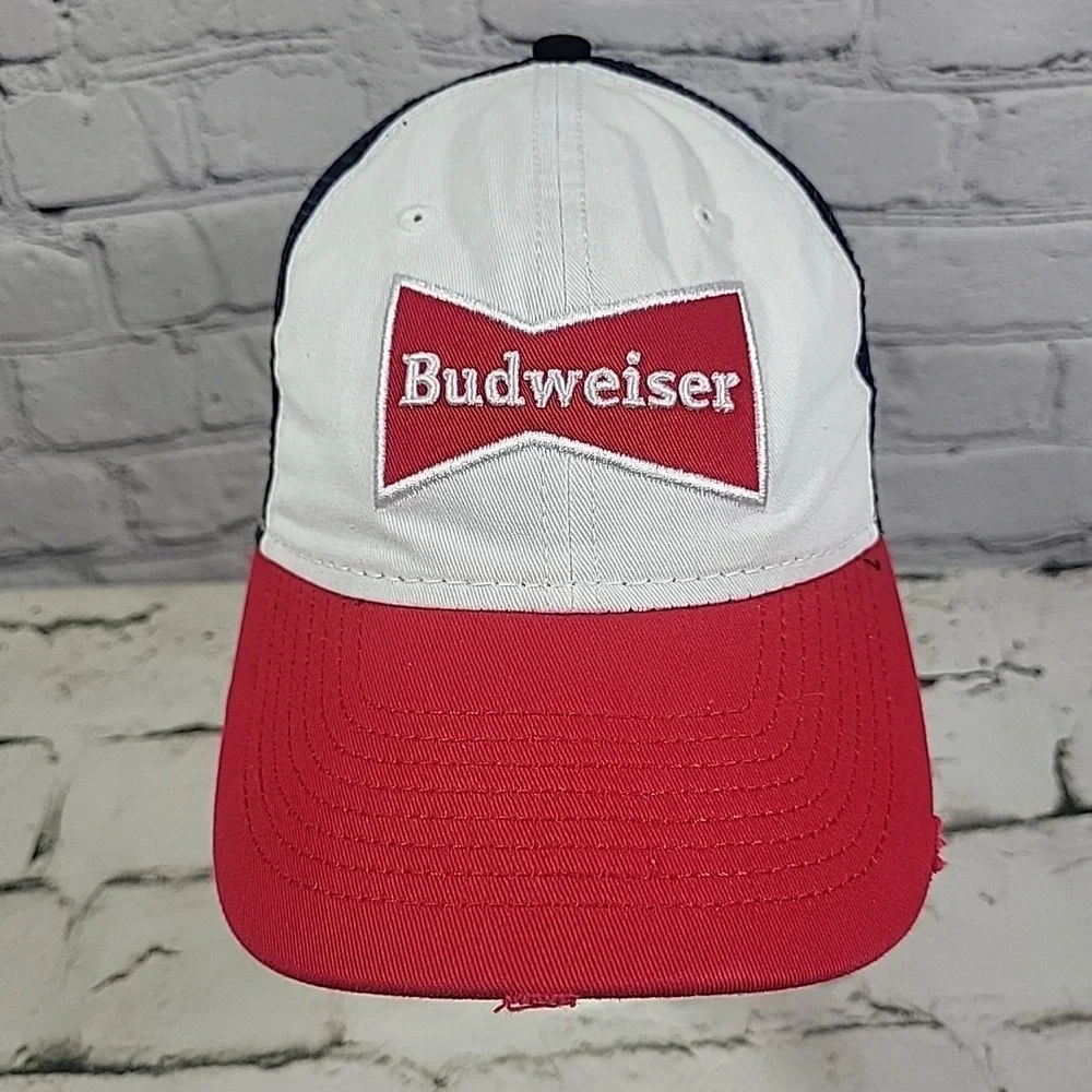Budweiser King Of Beers Hat Mens OSFA‎ Distressed Snapback Advertising Ball Cap
